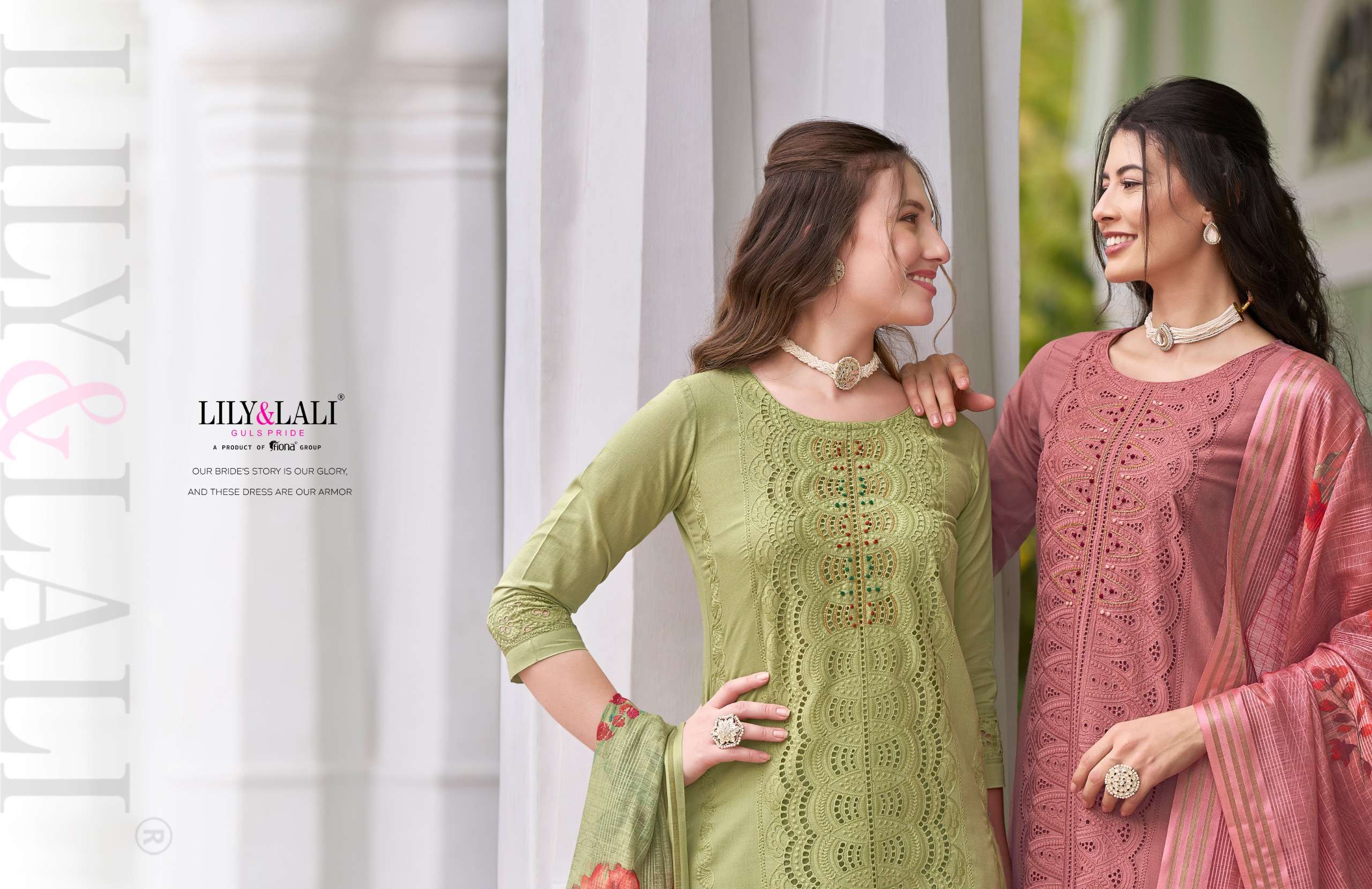 lily and lali Cotton Carnival 3 cotton schiffli exclusive look kurti bottom with  dupatta catalog