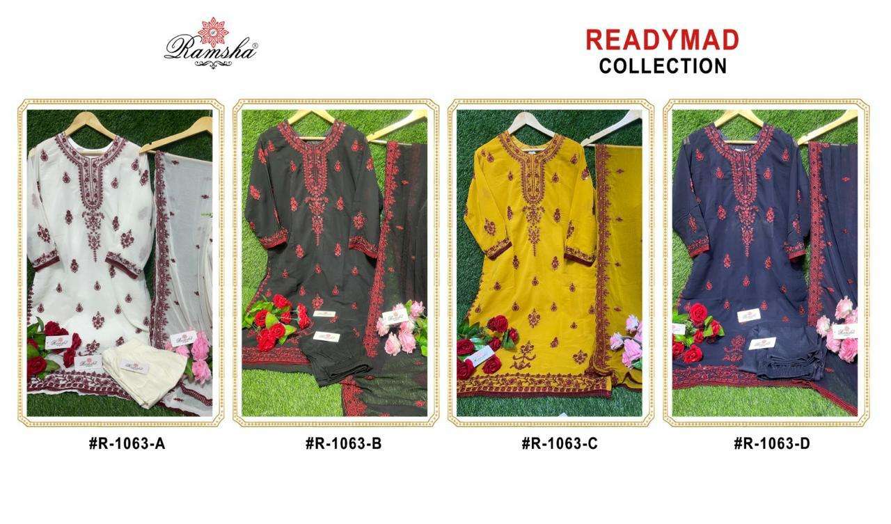 ramsha ramsha r 1063cgeorgette decent embroidery look salwar suit single