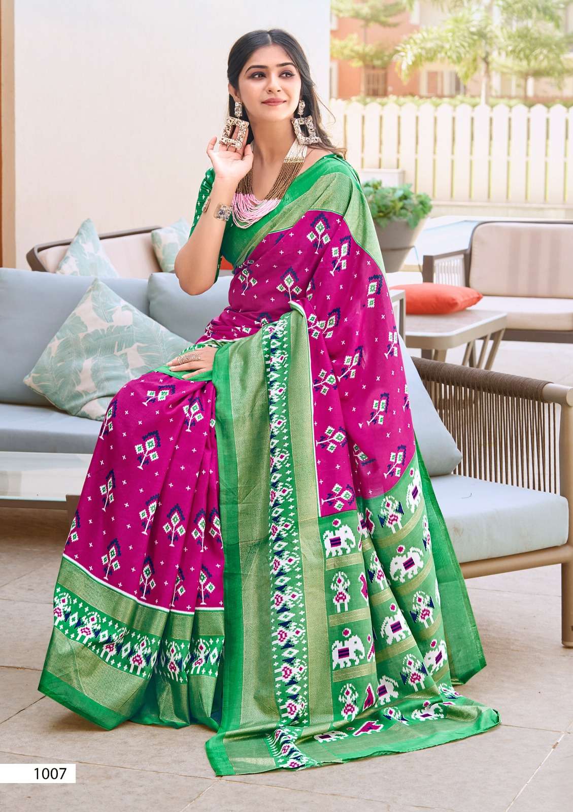 saroj ikkaya patola vol 3 cotton silk catchy look saree catalog