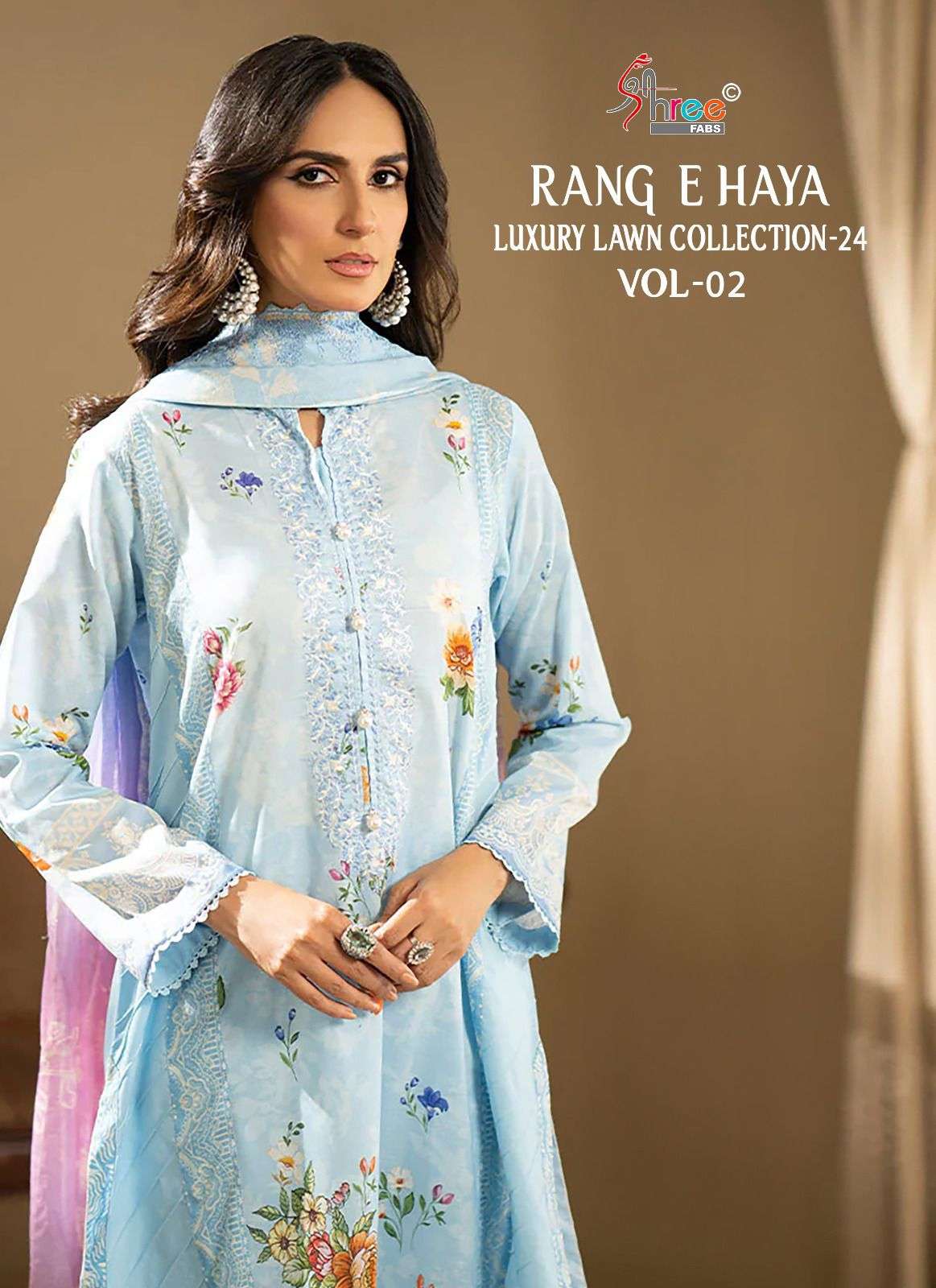 shree fab rang e haya lux lawn collection vol 2 attrective look salwar suit with cotton dupatta catalog