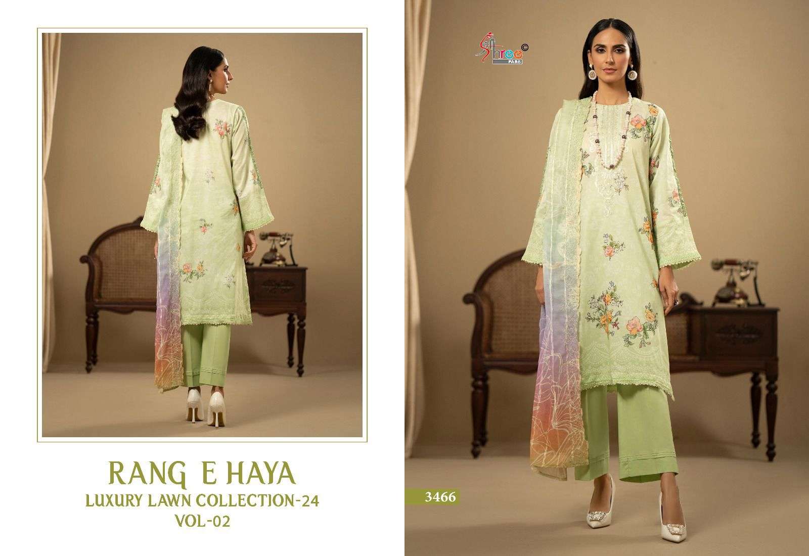 shree fab rang e haya lux lawn collection vol 2 exclusive look salwar suit with shiffon dupatta catalog