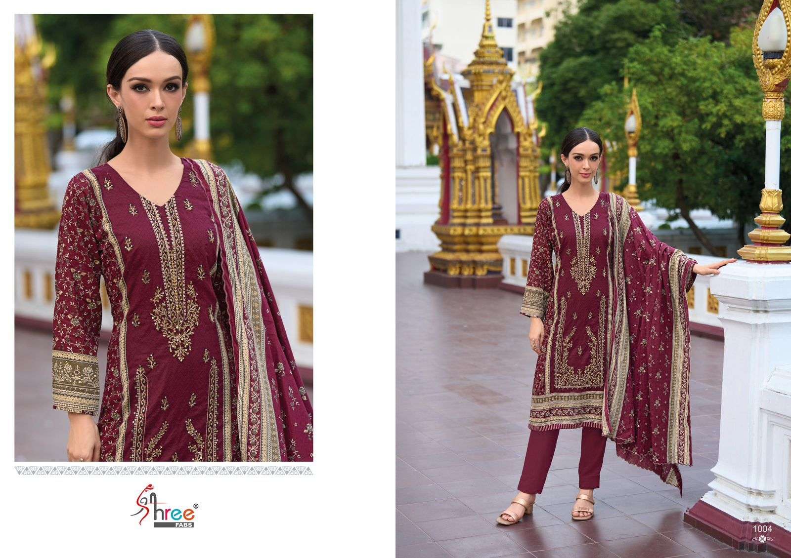 shree fabs riwayat premium embrodered lawn collection gorgeous shiffon dupatta look salwar suit catalog