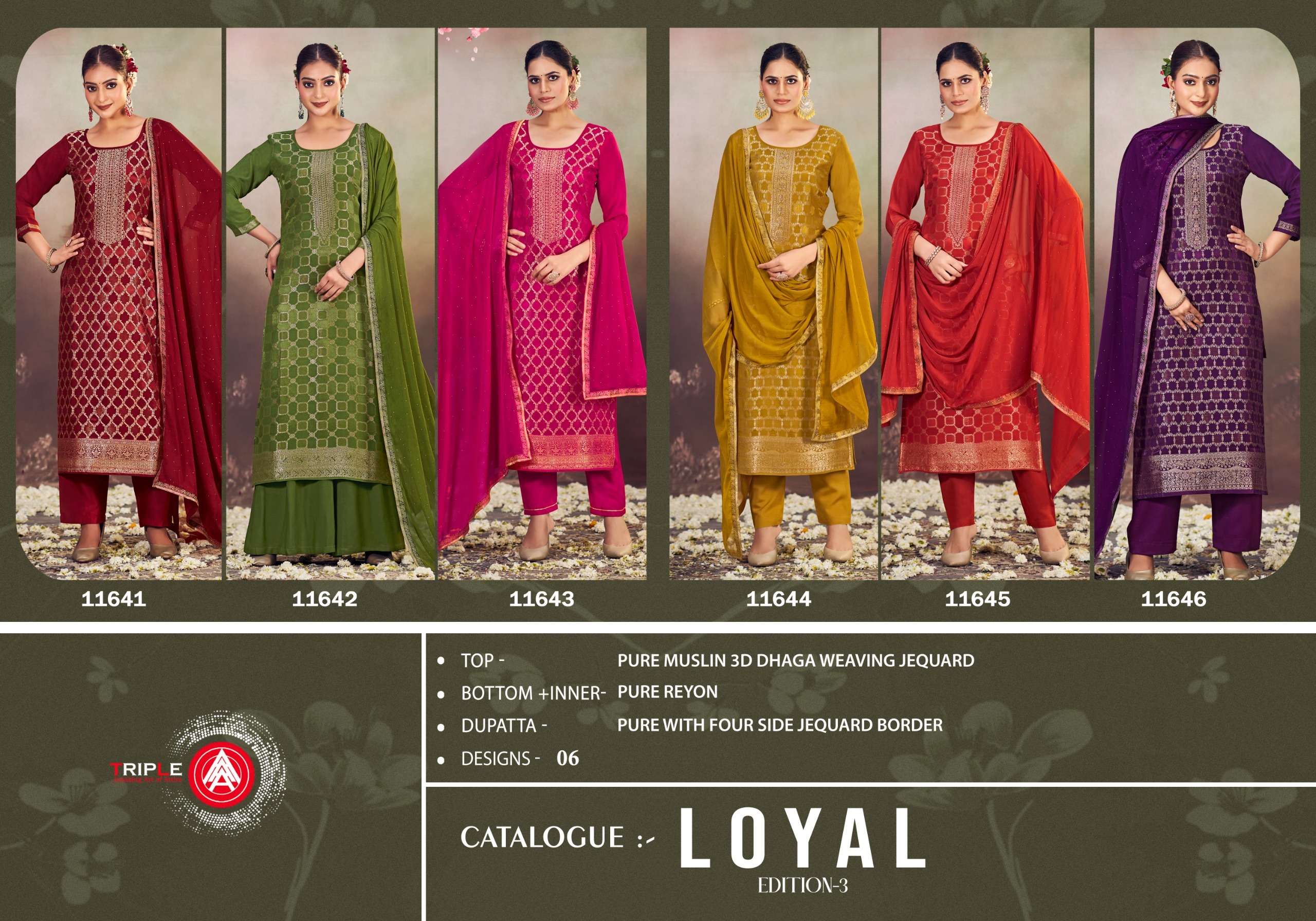 triple aaa loyal edition 3 muslin catchy look salwar suit catalog