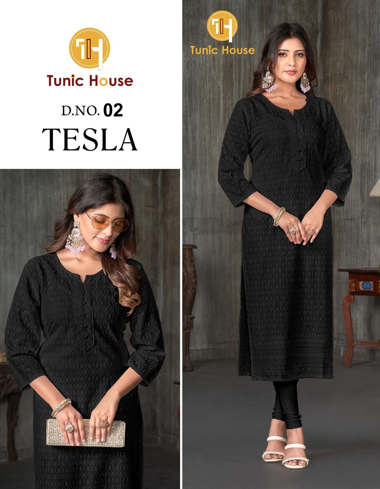 tunic house tesla viscose rayon catchy look kurti size set