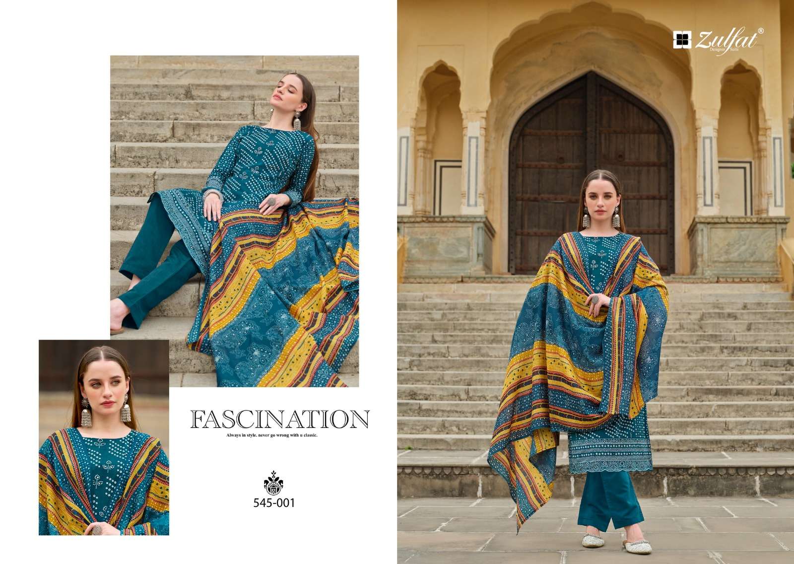 zulfat designer suits tania cotton decent look salwar suit catalog