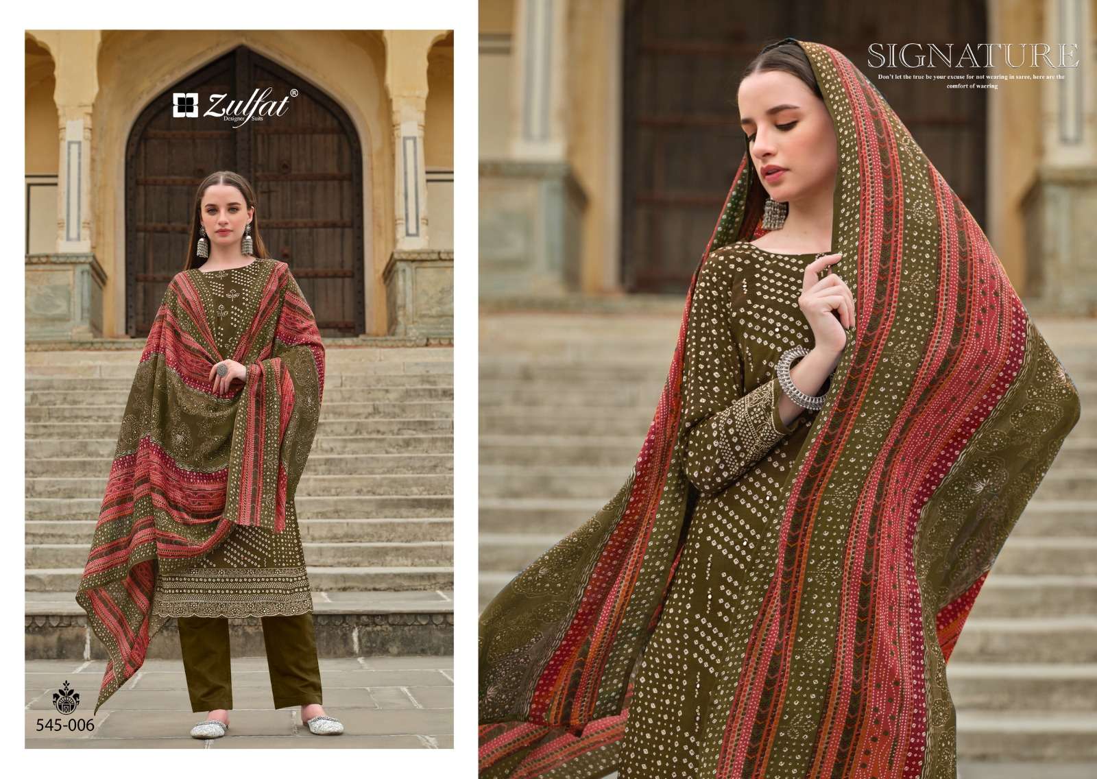zulfat designer suits tania cotton decent look salwar suit catalog