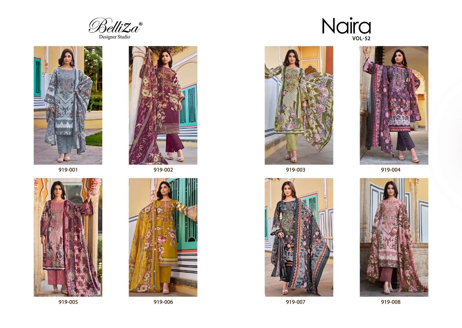belliza designer studio naira vol 52 cotton catchy look salwar suit catalog