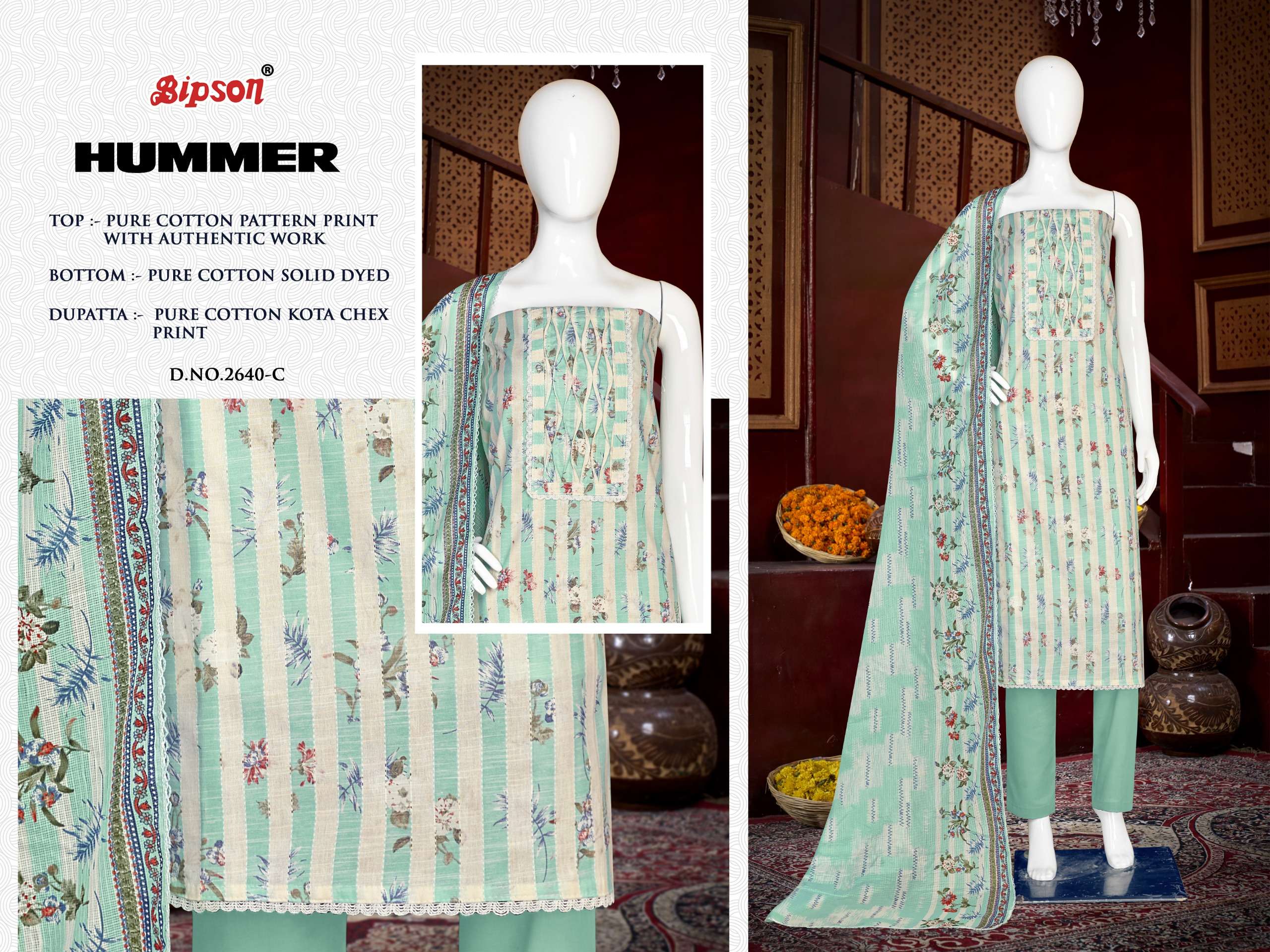 bipson hummer 2640 cotton elegant salwar suit catalog
