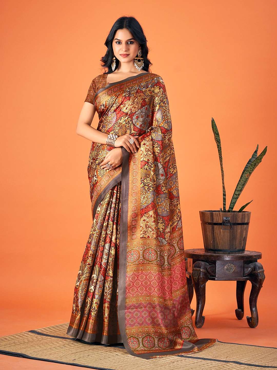 sangam print bunawat neeva pashmina attractive look saree catalog