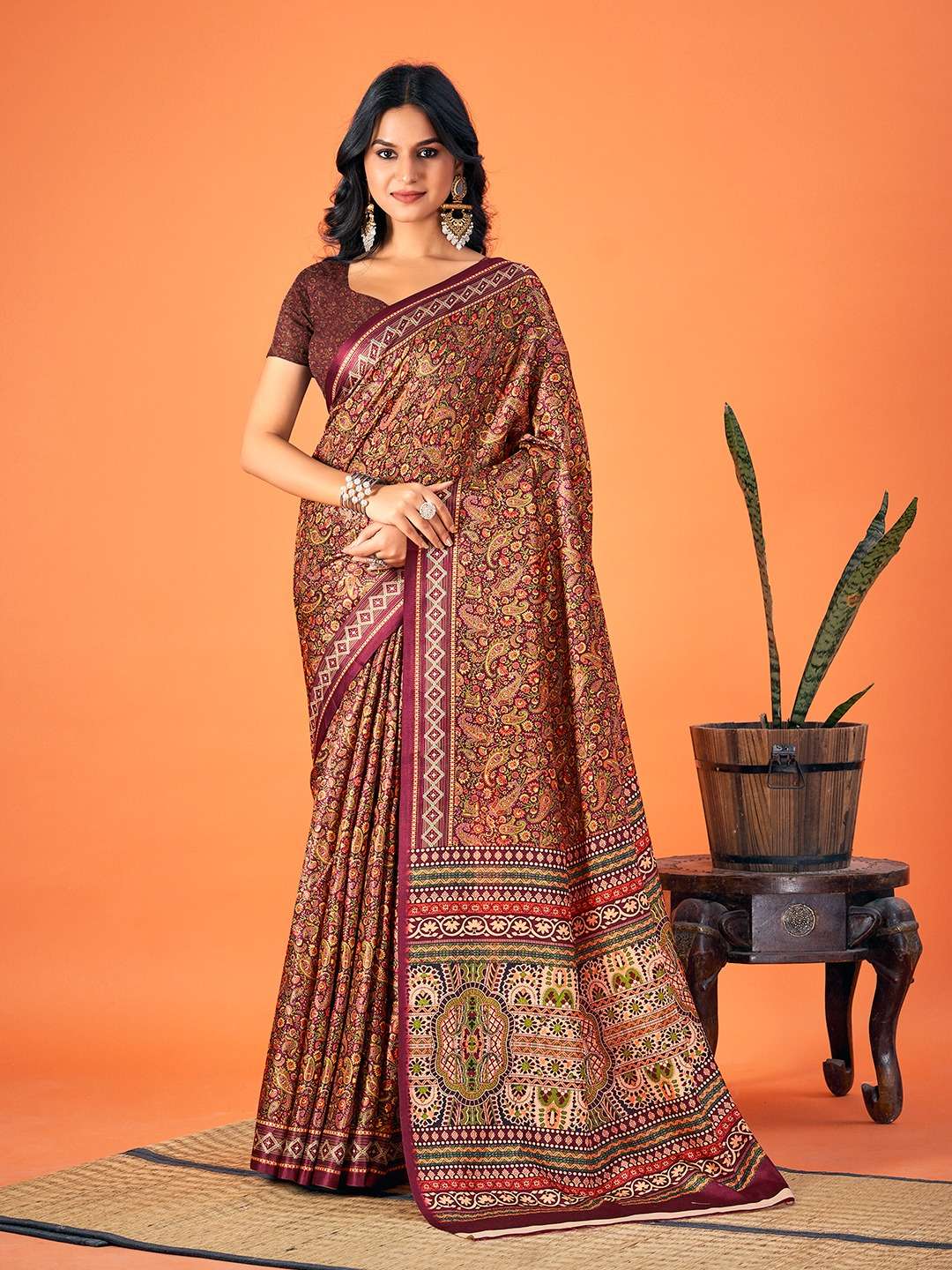 sangam print bunawat neeva pashmina attractive look saree catalog