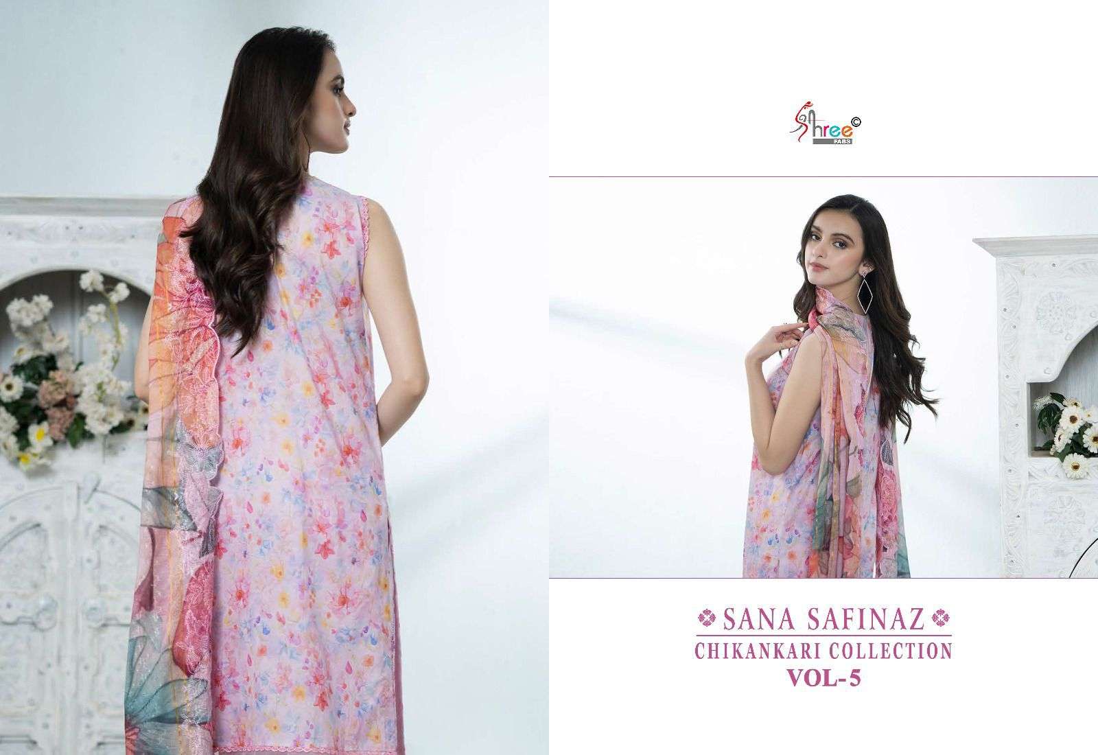 shree fabs sana safinaz chikankari collection vol 05 cotton regal look salwar suit with siffon dupatta catalog